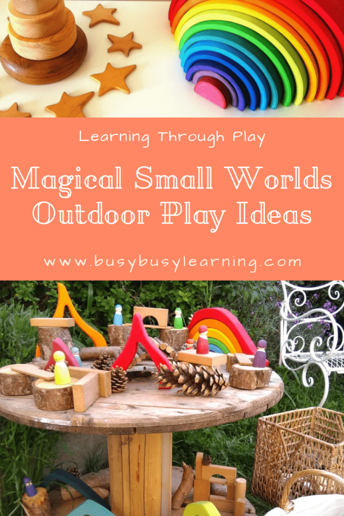 small world play, outdoor play - nature play - loose parts - imaginative play - creative play - outdoor learning - early years - eyfs - kids garden - child garden - learning through play