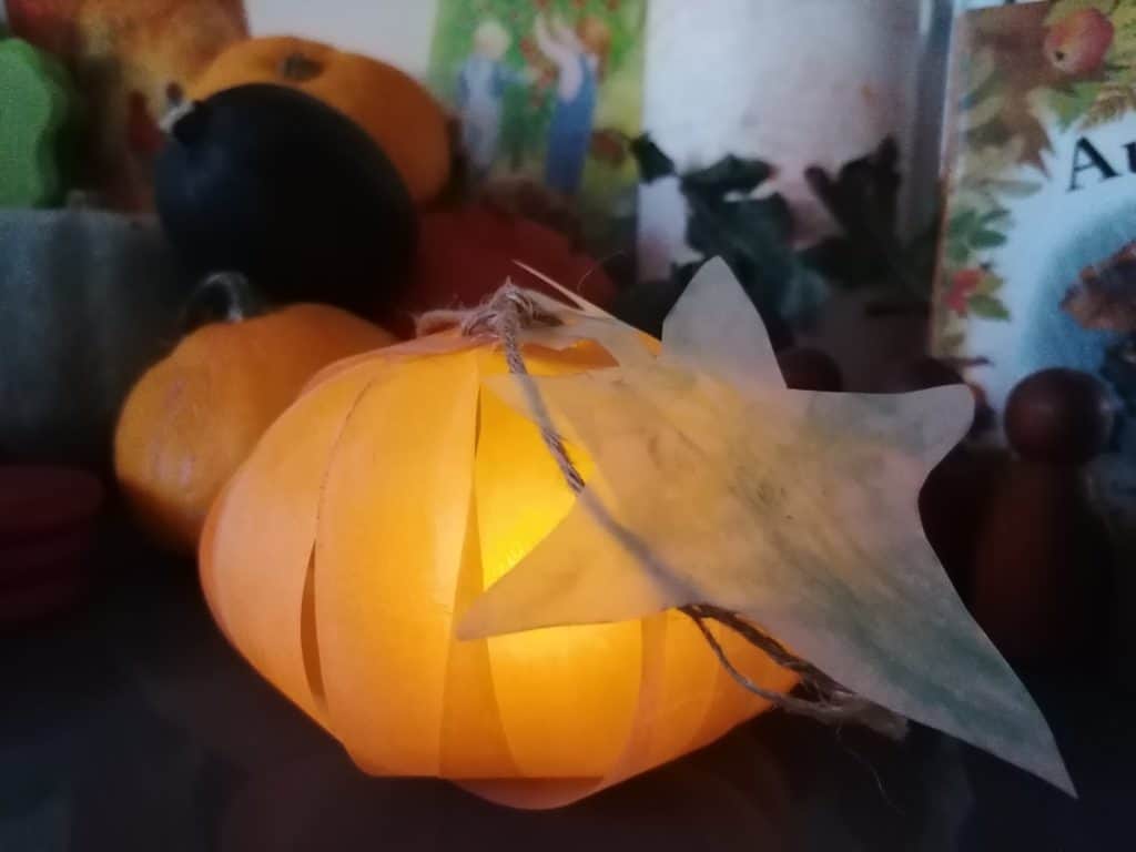 Autumn arts and crafts - autumn lanterns - pumpkin lantern and silhouette lantern for your nature table or seasonal display. Fall craft ideas - squirrel - hedgehog - pumpkin.